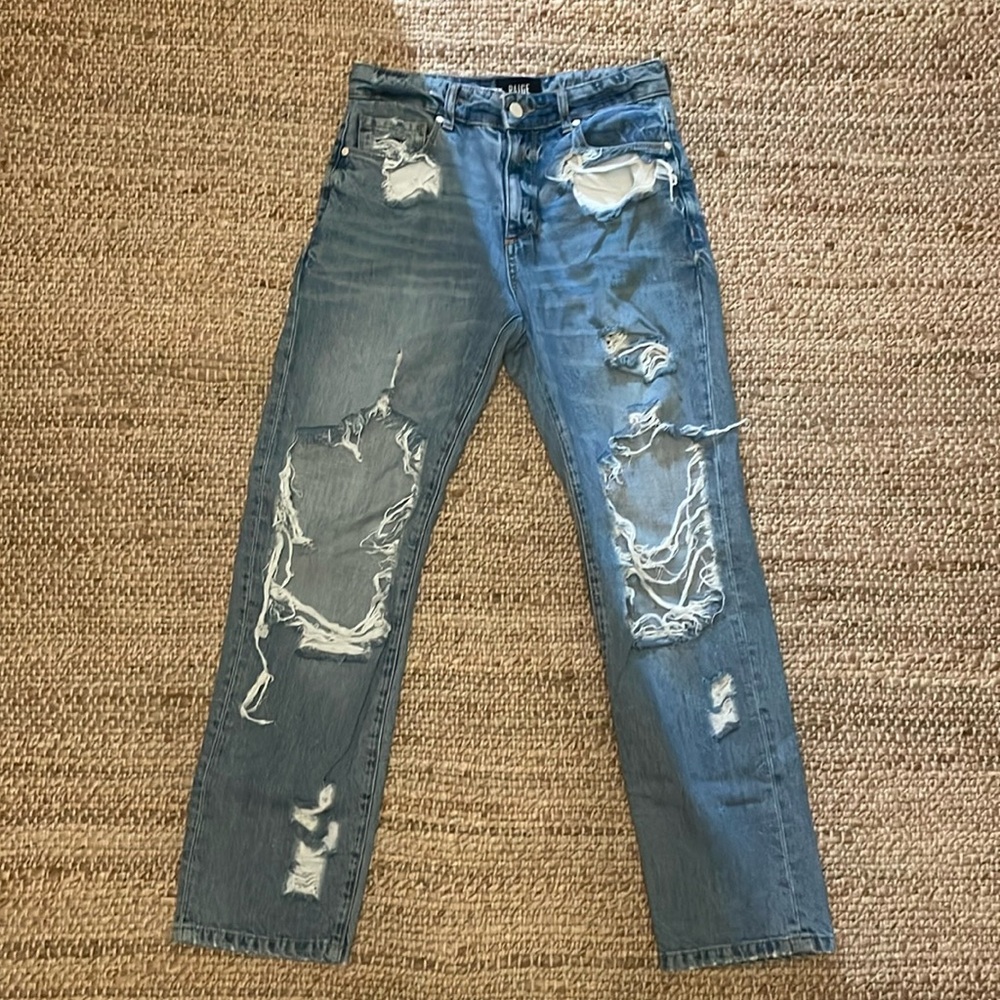 Paige Denim - Size 25 - Noella Straight Jeans In Jovie Destructed